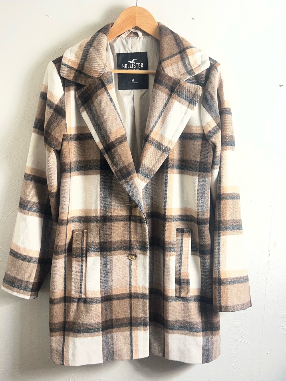 Hollister plaid double breasted coat